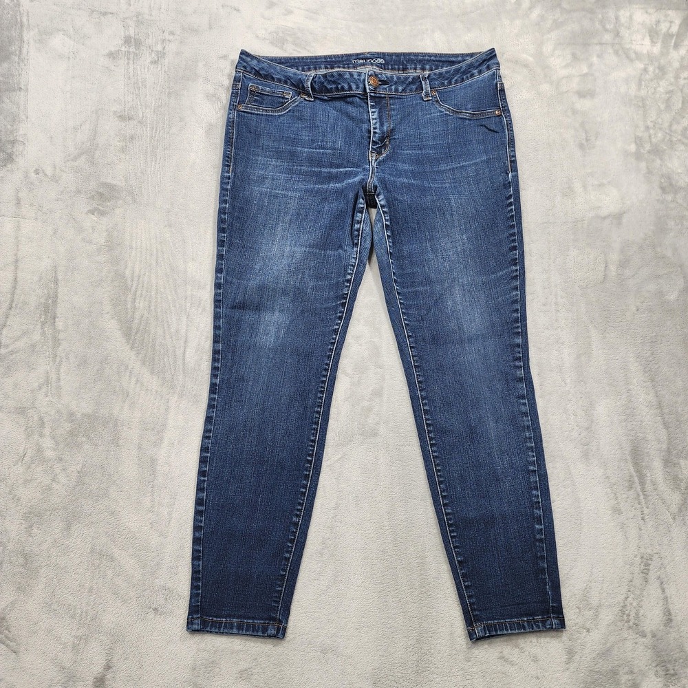 Maurices Jeans Womens 16W Blue‎ Mid Rise Skinny Stretch Denim Dark Wash Casual